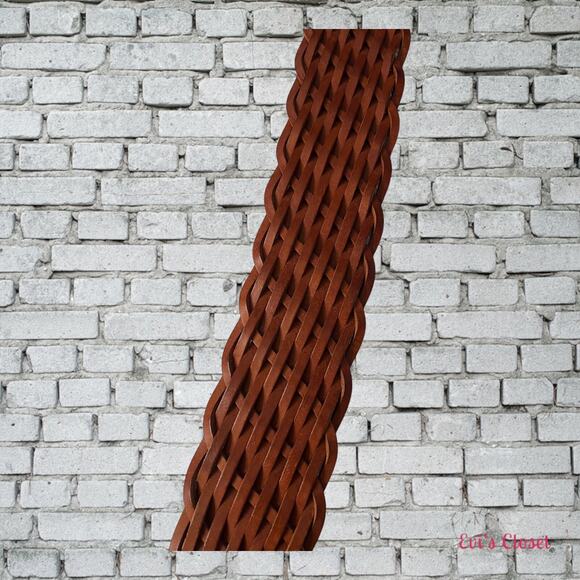 Belt Women Vintage German Made Brown Hipster Genuine Leather Size 36 Check Desc - Picture 2 of 9